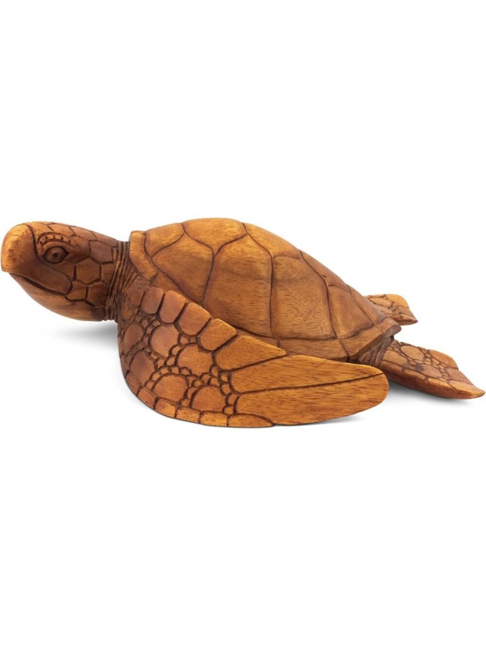 Hand-Carved Wooden Sea Turtle Figurine | Rustic Coastal Home Decor Sculpture